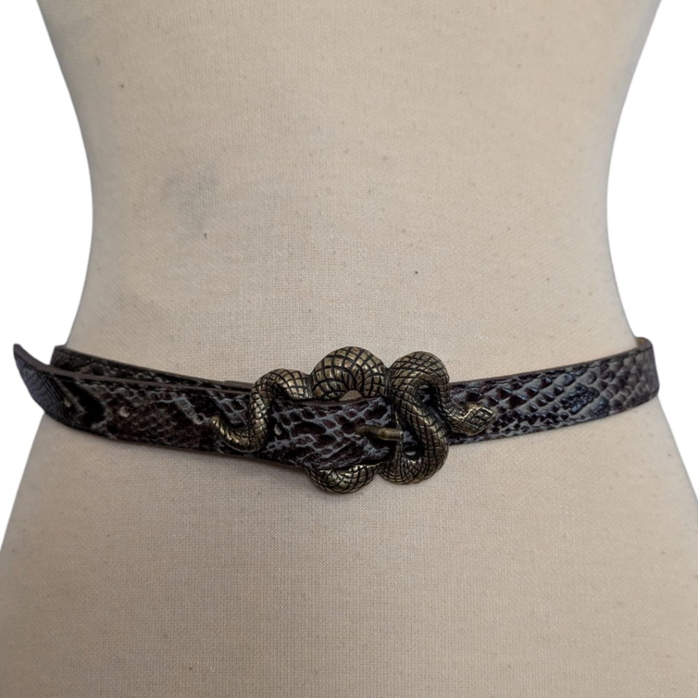 Consigned - NWOT - Brown Faux Snake Skin Belt With Snake Buckle -  32 in belt
